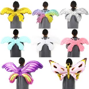 网红大号蝴蝶翅膀铝膜气球天使翅膀拍照道具生日地推广告礼品玩具