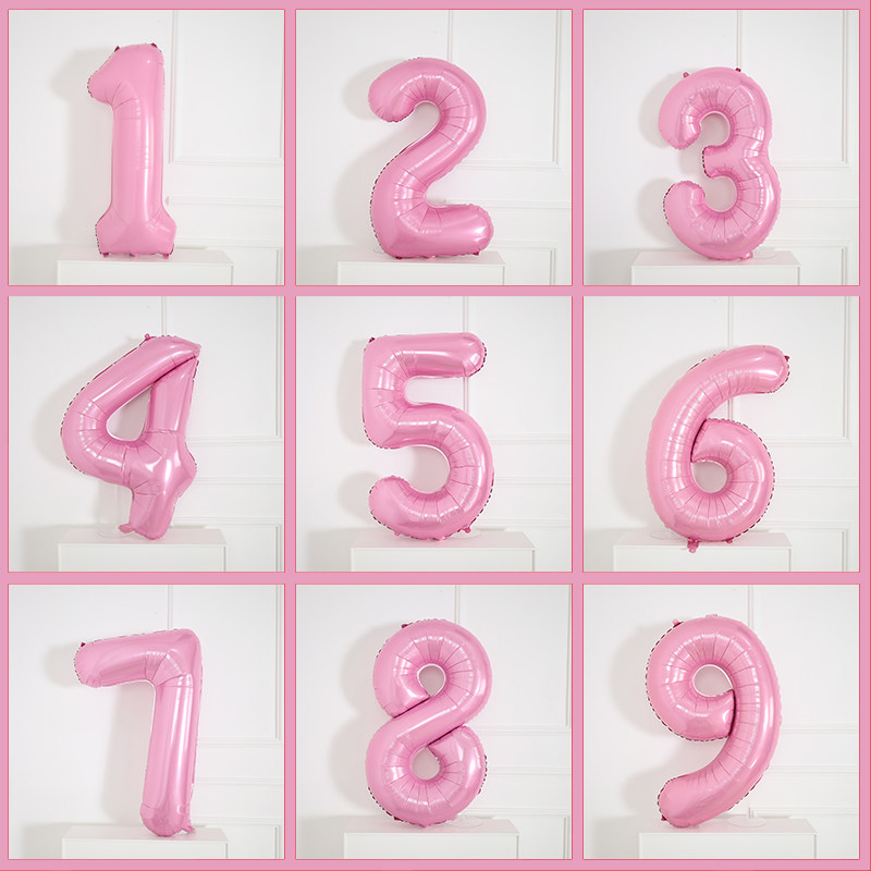 40寸大号珠光粉数字铝膜气球女孩生日布置结婚纪念日KTV酒吧装饰