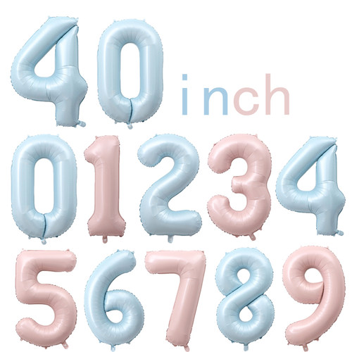 40寸大号生日数字婴儿蓝色婴儿粉色宝宝生日派对装饰拍照铝膜气球