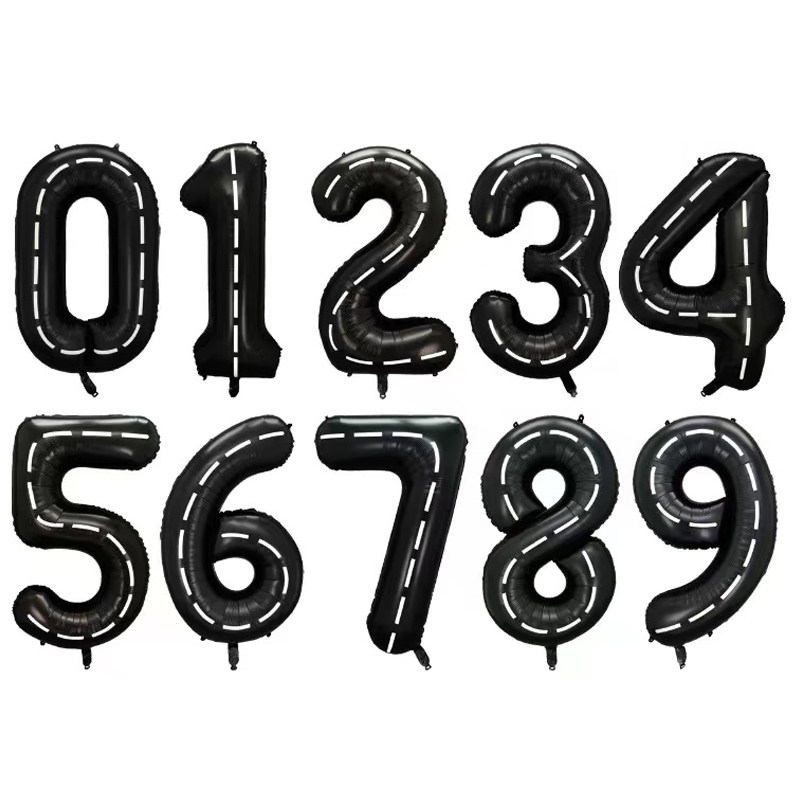 新款40寸白线条黑色生日大数字成人生日拍照道具网红同款铝箔气球