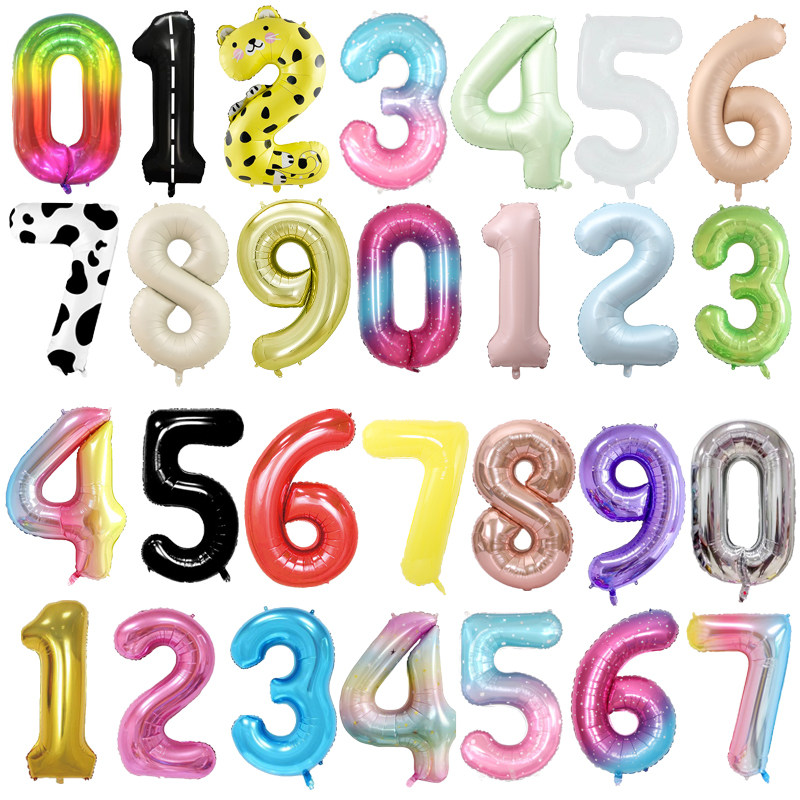 40寸大号橄榄绿生日数字铝膜气球周岁派对布置儿童成人拍照装饰品