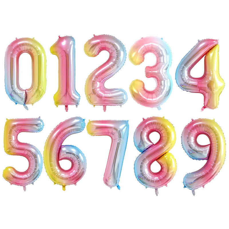 大号40寸数字粉渐变铝膜气球儿童成人生日装饰派对拍照装饰品气球