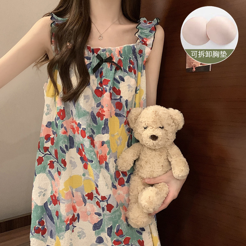 吊带睡裙夏季女款带胸垫睡衣女士夏天2026新款春夏款可外穿家居服