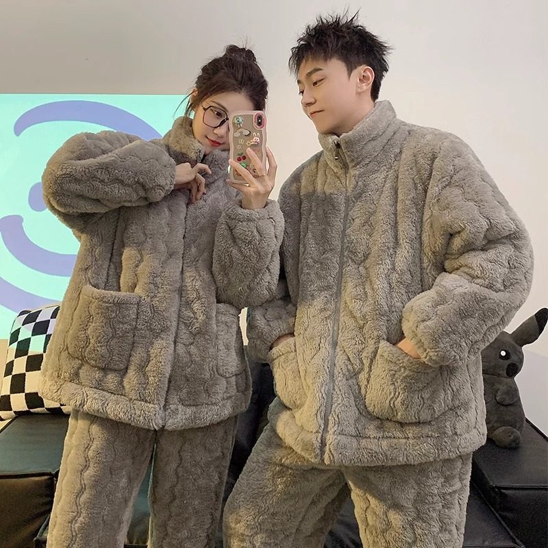 三层夹棉珊瑚绒情侣睡衣秋冬季法兰绒女款加厚加绒套装男士家居服,女士内衣/男士内衣/家居服,睡衣/家居服套装,淘宝优惠券,粉丝福利购,淘宝优惠卷