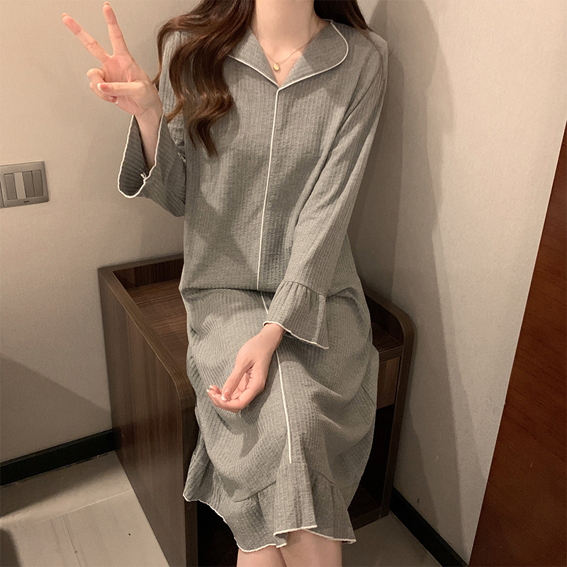 睡裙女春秋冬季宽松休闲孕妇睡衣