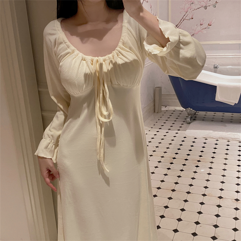 公主风海岛绒性感纯欲风带胸垫女