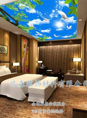 透光喷绘白色吊顶防火软膜天花