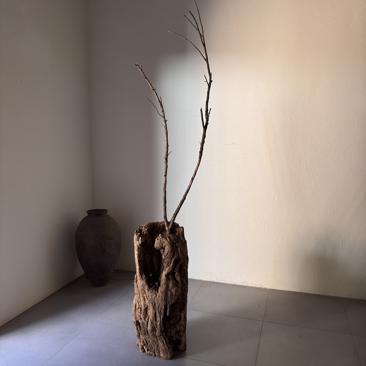 古旧老木头枯木桶插花干花桶收藏古董装饰摆件装饰枯木26119