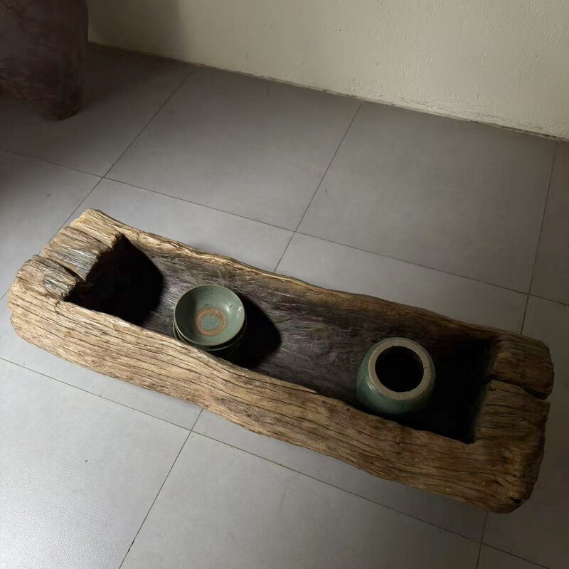 古董老木头置物架子置物盆收藏装饰禅意空间设计师摆件25917