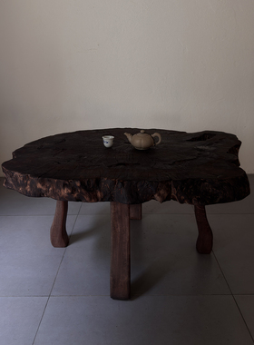 天然古旧老木头茶几侘寂风艺术空间装饰老物件古董桌子251104