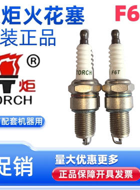 火炬TORCH火花塞汽油机火嘴F6T润通隆鑫宗申170/188/190/双缸机用
