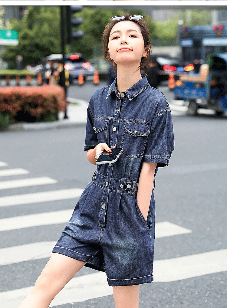 TUANTUANJIA 의류 레이아웃 의류 샘플 데님 점프슈트 와이드 레그 반바지 점프슈트 종이 패턴 1298 의류 샘플