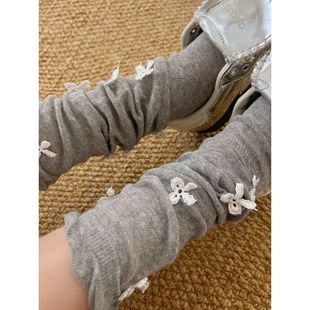 薄款 春夏季 甜美堆堆袜子女蝴蝶结网纱长袜ins潮日系芭蕾风中筒袜