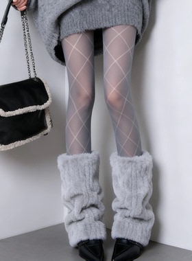 秋冬腿套y2k亚比文化加厚40cm纯色中筒jk毛绒女显瘦毛毛堆堆袜套
