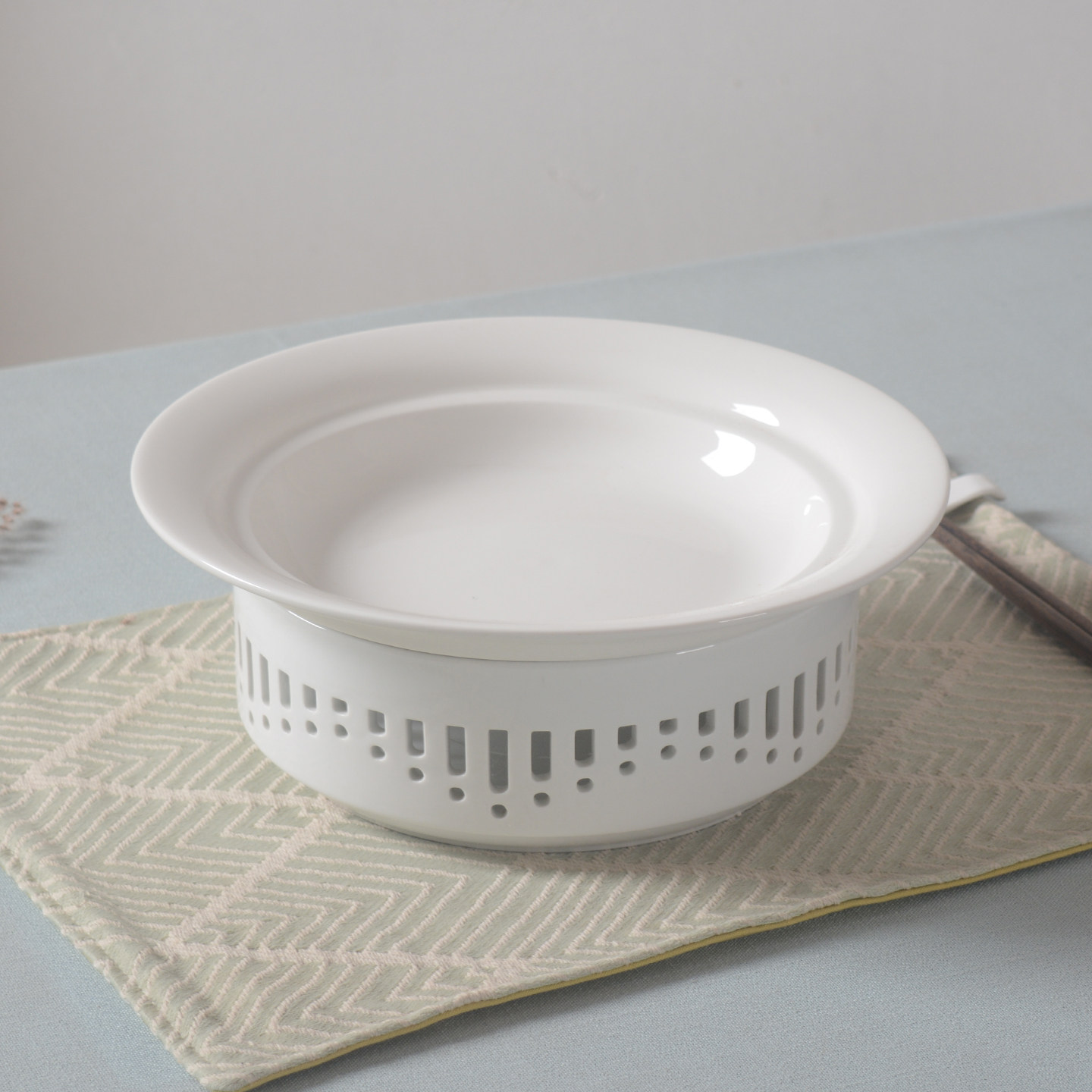 纯白陶瓷明炉酒精蜡烛加热盘子带底座 汤盘保温炉盘 酒店饭店餐具