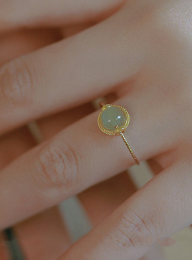 时空天然和田玉戒指女原创小众设