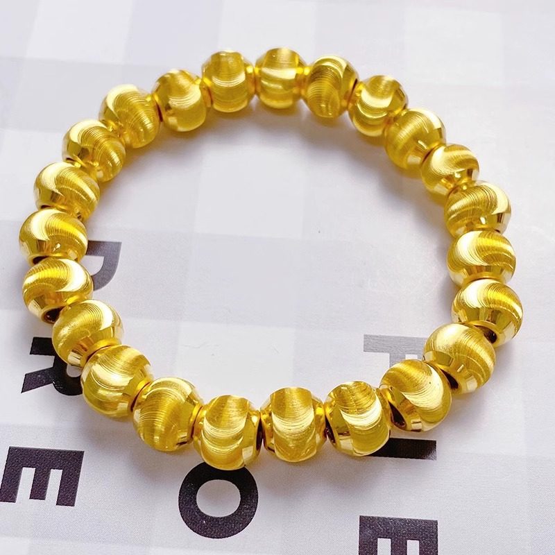 黄金色猫眼转运珠手串情侣款金色