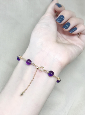 天然乌拉圭紫水晶手链女好运幸运