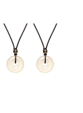 天然白玛瑙平安扣毛衣链情侣款项