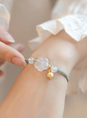设计感白玛瑙梅花小众手链女中国