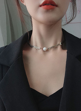 麦穗珍珠项链女夏时尚款锁骨链纯