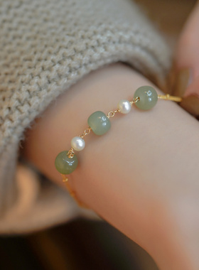 21年秋季新款和田玉福牌珍珠14K