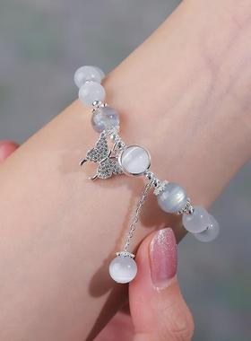 蝴蝶猫眼石手链ins小众设计感月