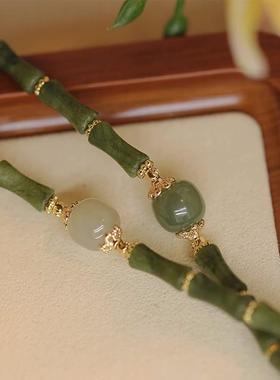 国风竹节手链和田玉手链女生新中