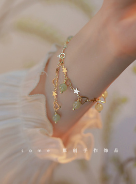 夏至*天然和田玉手链女脚链ins小