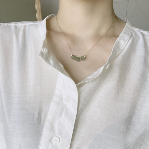 14K包金和田玉珠项链简约设计感i