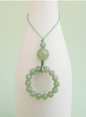 天然晴水和田玉6mm手机挂件玉石