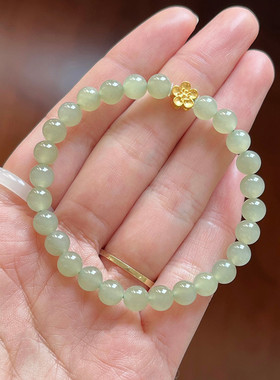 晴水和田玉圆珠6mm单圈DIY女款手
