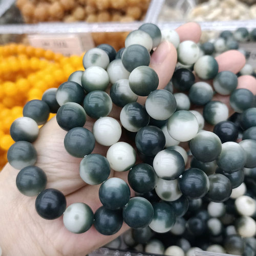 老料阴皮飘花盘玩白玉菩提根手串