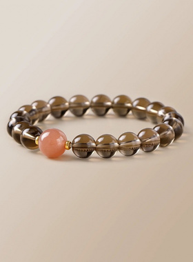 天然茶水晶手链太阳石盘玩手串春