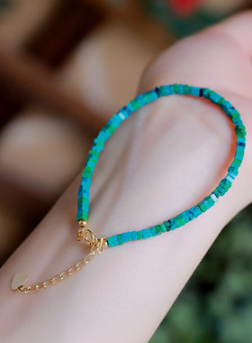 春之碧色细绿松石手链古风首饰复