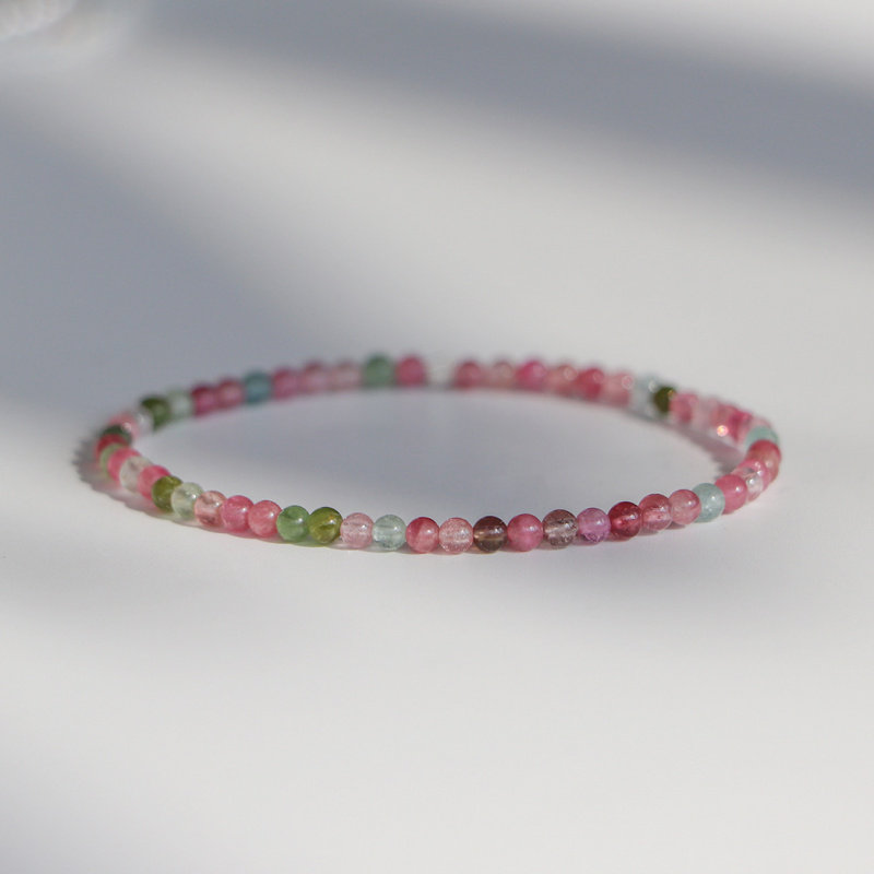 ins细天然彩虹碧玺手串手链自制