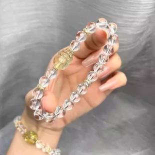 天然黄水晶貔貅手串招财转运珠白水晶手链聚财高级感送礼物女友简