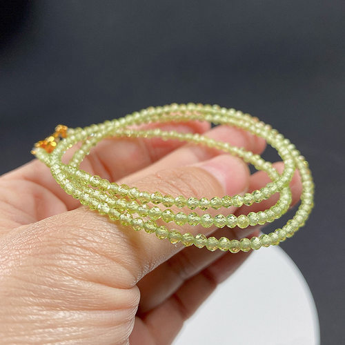 天然绿橄榄石手链细款按扣绿色水