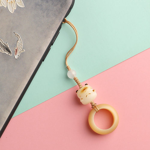 白菩提炭烧猫爪手机挂绳女款可爱