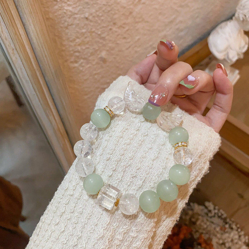 天然水晶多宝12mm手串草莓粉晶月