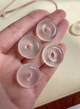 正品天然白玉髓平安扣吊坠圆润通