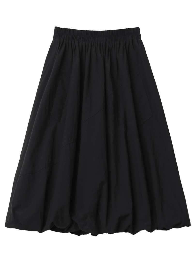 Black skirt laid flat on a white background