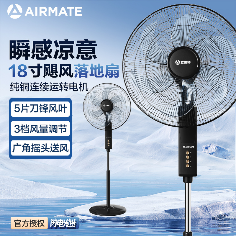 艾美特18寸大风力节能省电落地扇