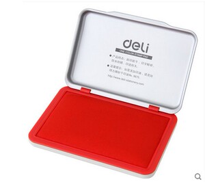 。正品得力9892印台 红色 印泥快干印台方形印台财务办公用品