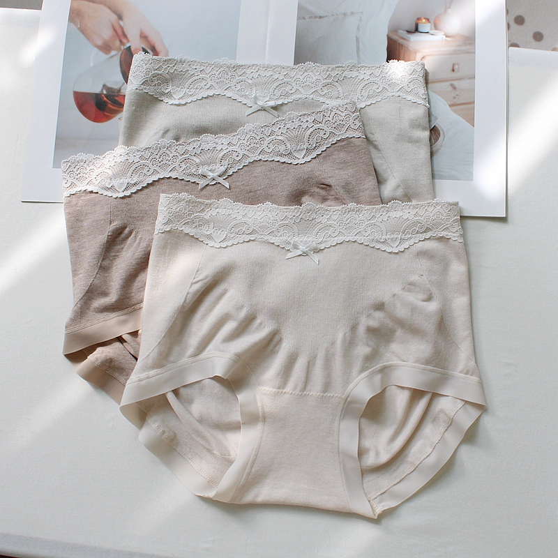 新款法式蕾丝微压收腹提臀A类无缝女内裤加宽腰头桑蚕丝裆10A抑菌