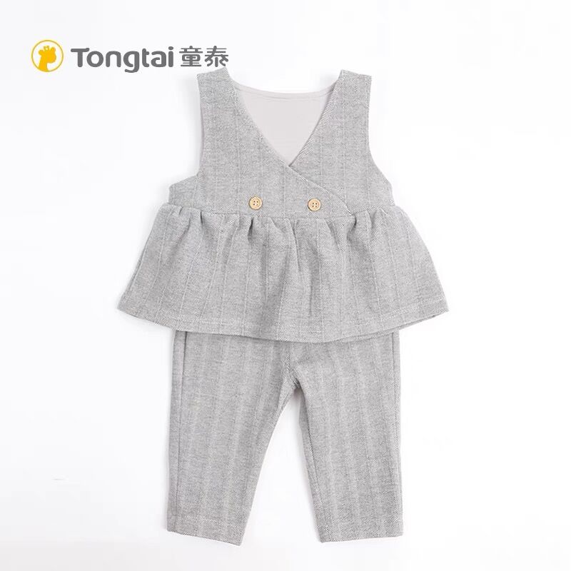童泰秋冬外出女宝宝女童毛呢时尚分体两件套裙子裤子