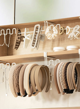 抓夹发箍收纳神器镜柜鲨鱼夹儿童头箍悬挂式整理化妆品置物架