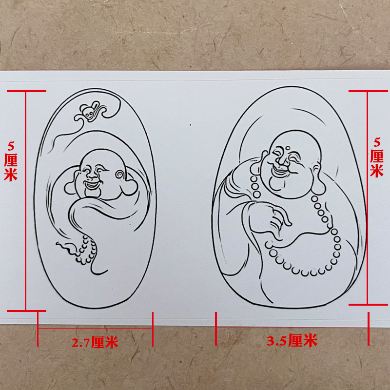 玉雕弥勒佛图谱贴纸玉石雕刻画稿笑佛大肚佛设计 家居饰品 玉雕 原图主图