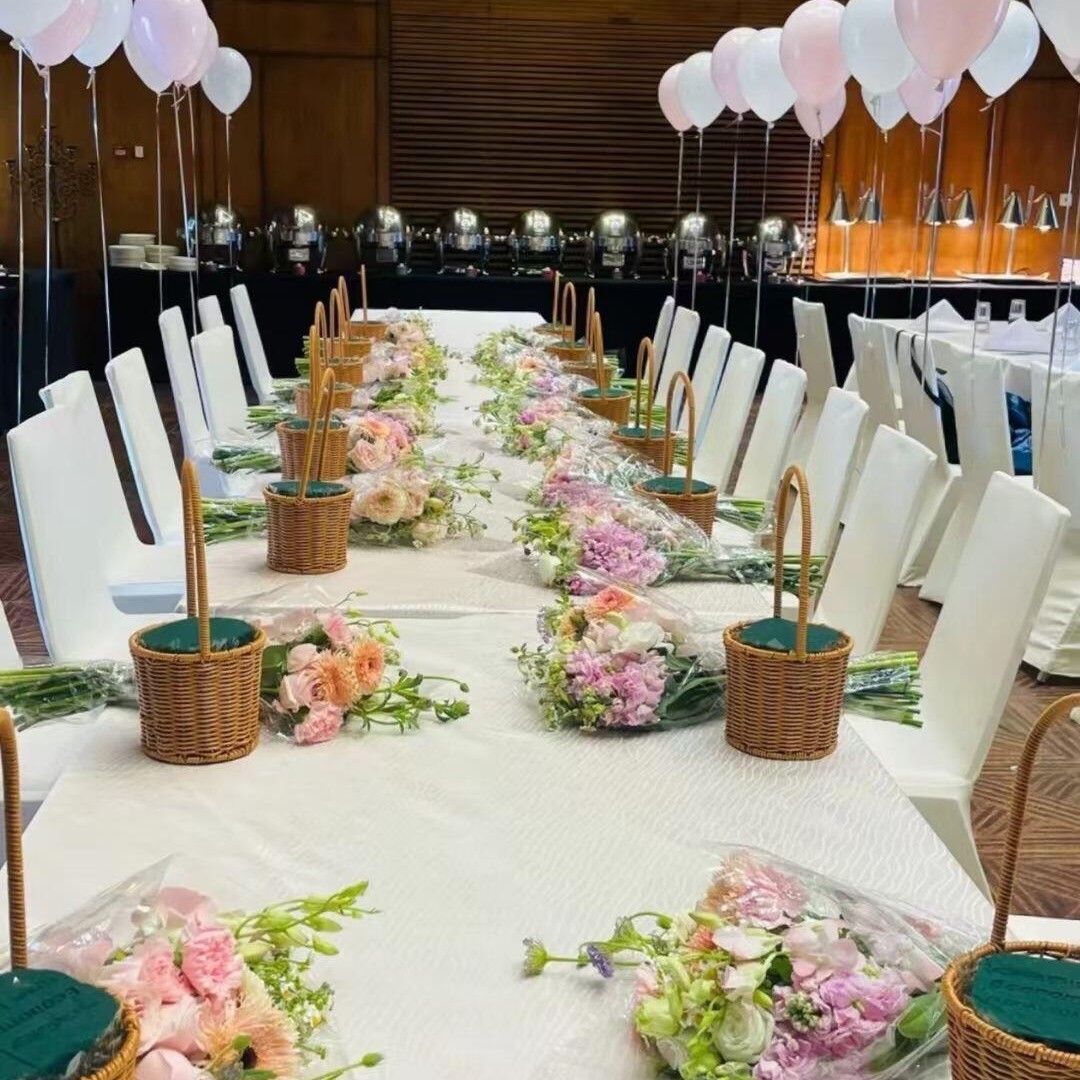 汇鑫女神节仿藤编手提花篮高档北欧悬挂编织花艺鲜花多肉绿植篮T2