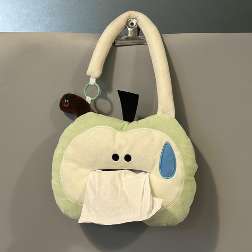 可爱苹果毛绒公仔抽纸盒便携车载挂式车内装饰可爱创意纸巾收纳盒